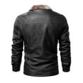 thumbnail image 4 of Clearance Leather Jacket Men Aviator Shearling Bomber Jacket Stand Collar Fleece Lined Zip-Up Leather Jacket Coat, 4 of 4