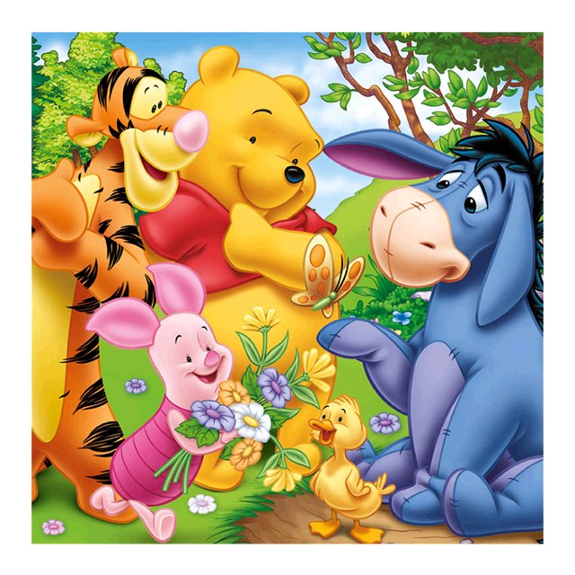 Hilo Algodón Ecológico Bordado 11CT Impresión 3 Hebras 40x40cm Kit Serie Dibujos Animados Punto Cruz Winnie The JL297