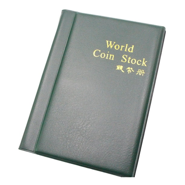 Wosthever Hogar 28mm diámetro 120 bolsillos colección de monedas antiguas libro portátil fichas sellos álbum gran capacidad carpeta dinero titular Almacenamiento y organización del hogar Verde Wosthever HA073839-01