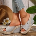 thumbnail image 2 of Women's Espadrille Wedge Sandals Platform Open Toe Wedges Slip On Sandals Slide High Heels Summer Shoes, 2 of 9