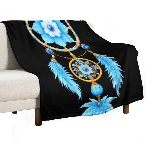 Blue Feather Dreamcatcher Pendant Blankets Bedroom Living Room Sofa Throw Blankets for Beds