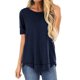 thumbnail image 4 of Camiseta de manga corta Qarigey con cuello y dobladillo asimétrico para mujer Azul marino XXL, 4 of 6