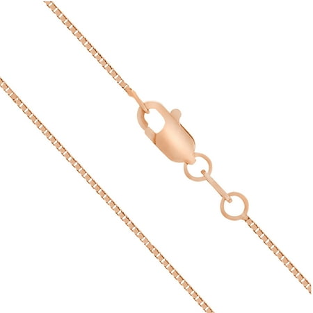 16 Charm 14kt Gold Jewelry - 14K Rose Solid Gold 0.7mm Box Chain Necklace, 16