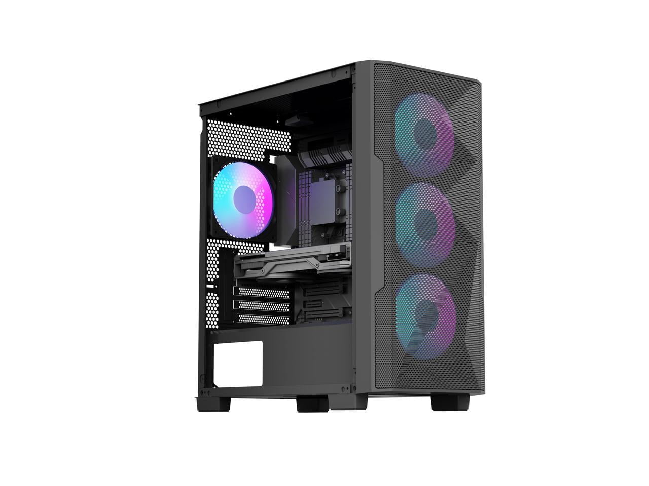Rosewill FBM-X6 Black Micro ATX Mid Tower Case - Tempered Glass Side Panel, High Airflow, 4X PWM ARGB Fans, Dedicated Cable Routing Clips, Pre-Installed 650W 80+ Gold PSU