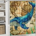 thumbnail image 6 of Orinice Whale Ship Map Bathroom Decor Set with Hooks, Colorful Luxurious Graphic Print Polyester Fabric Shower Curtain for Home Bathroom Decoration 36x72, 6 of 7