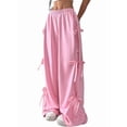 thumbnail image 2 of Women'S Baggy Sweatpants Elastic Waist Casual Wide Leg Pants with Pocket Y2K Going Out Travel Pants Pink S, 2 of 8