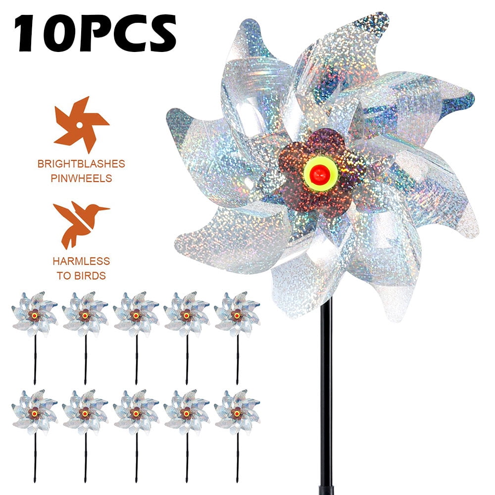 HOTBEST Bird Windmill, 10pcs Plastic Repellent PinWheels, High