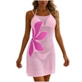 thumbnail image 3 of NSLGXD Women's Swimsuit Cover Ups Crochet Hollow Out Floral Print Beach Dress Spaghetti Strap Sleeveless Bikini Cover Ups Dresses Pink Cover Ups,Size S-2XL, 3 of 10
