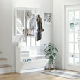 thumbnail image 3 of Smuxee 3-in-1 Hall Tree with Coat Hook and Entryway Bench,Shoe Cabinet Coat Rack with Mirror,White, 3 of 6