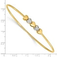 thumbnail image 3 of Primal Gold 14 Karat Yellow Gold and White Rhodium Diamond-cut Hearts Slip On Bangle, 3 of 3