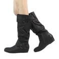 thumbnail image 2 of Dream Pairs Womens Wide-Calf Knee High Low Hidden Wedge Slouch Buckle Boots Ura Black Size 8.5, 2 of 5