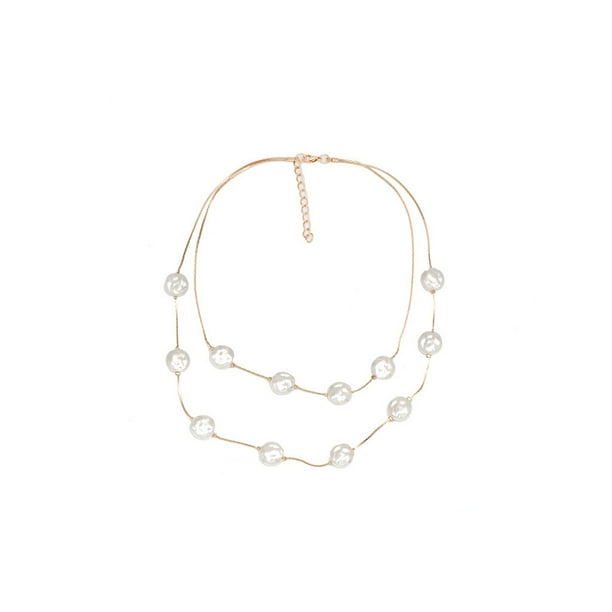 Qarigey Gargantilla de perlas de moda elegante de doble capa ajustable Simple Collar colgante joyería Collar accesorios de ropa Ropa, zapatos y accesorios Miscelánea Qarigey AP014838-00