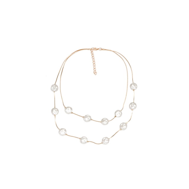 Qarigey Gargantilla de perlas de moda elegante de doble capa ajustable Simple Collar colgante joyería Collar accesorios de ropa Ropa, zapatos y accesorios Miscelánea Qarigey AP014838-00