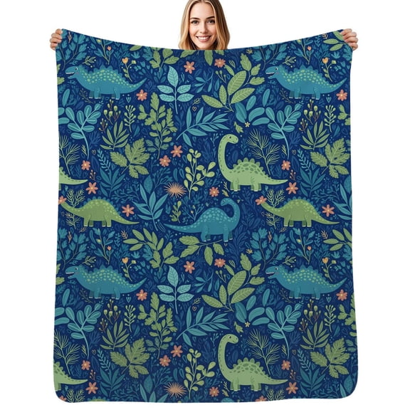 Dinosaurs foliage pattern Flannel Blanket Warm Soft Bedding Throws Winter Camping Chair Sofa Bed