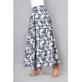 thumbnail image 6 of Women Navy Blue Cotton Maxi Skirt, Boho Flowy White Paisley Motif Hand Block Print with Elastic Waist, XS, 6 of 6