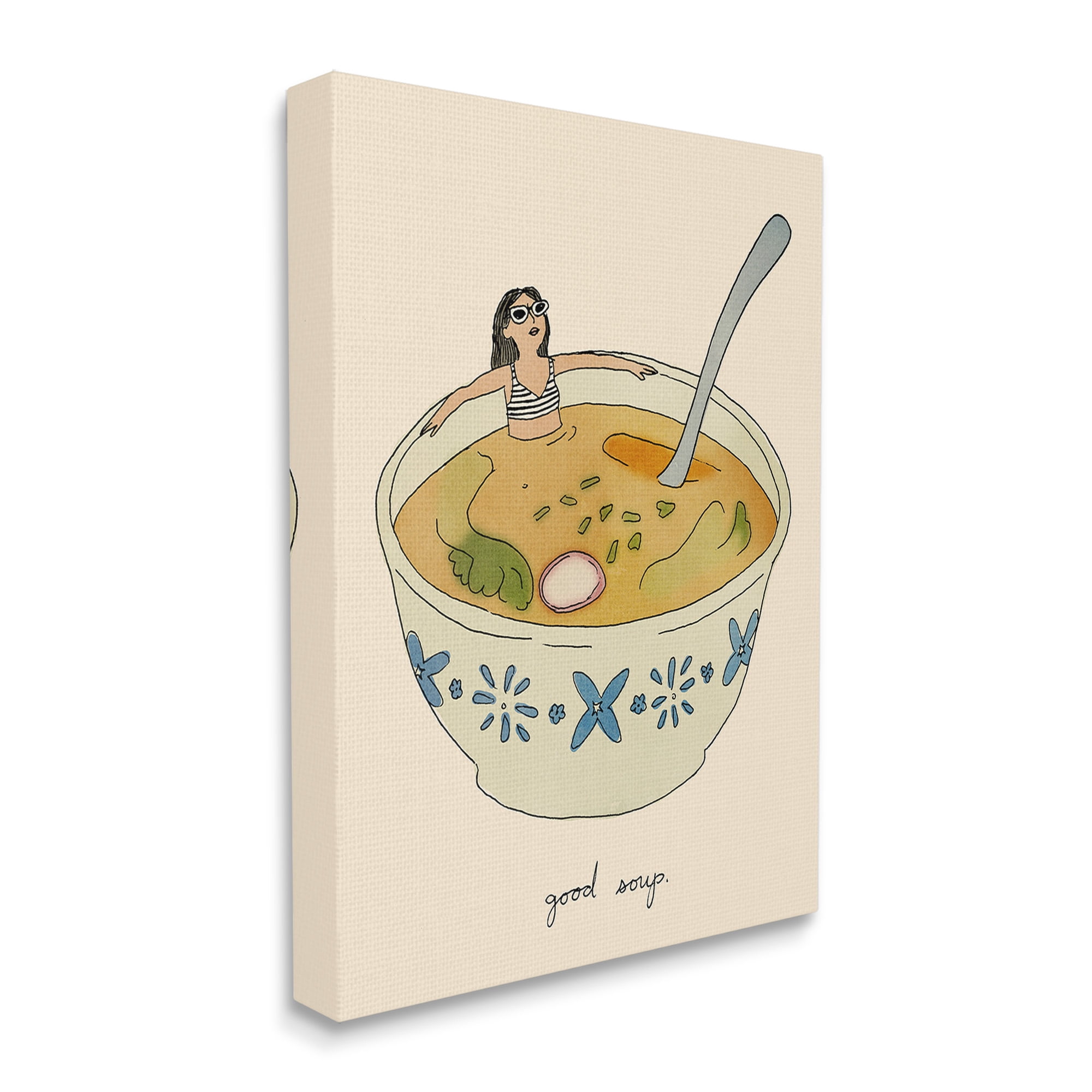 Stupell Industries Girl Bathing in Soup Food & Beverage Painting Gallery Wrapped Canvas Art Print Wall Art, 24 x 30