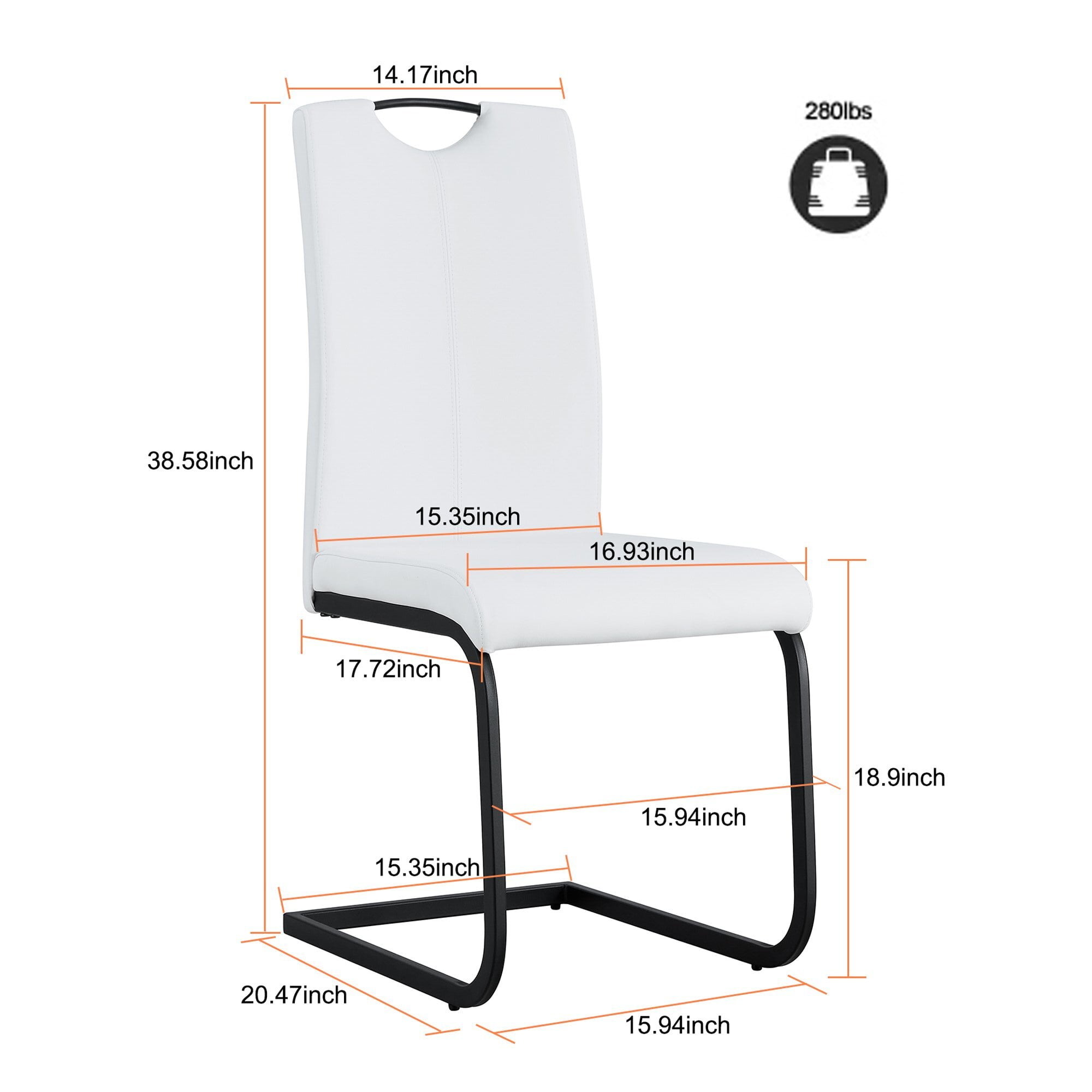 Kepooman White PU Leather Dining Chair, Armless Classic Leisure Chair with Metal Leg, Set of 2 Kepooman White PU Leather Dining Chair, Armless Classic Leisure Chair with Metal Leg, Set of 2