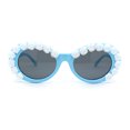 thumbnail image 2 of Womens Iridescent Rose Flower Stud Oval Mod Fashion Sunglasses Blue - Black, 2 of 4