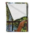 thumbnail image 2 of Forest Soft Flannel Fleece Throw Blanket, Adirondack Chairs on Porch in Forest Fresh Air, Cozy Plush for Indoor and Outdoor Use, 50" x 70", Multicolor, by Ambesonne, 2 of 5