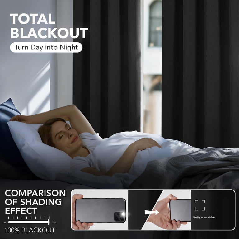 Deconovo Total Blackout Curtains, 52"x63", Black photo 6