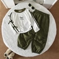 thumbnail image 2 of Lumosvexa Girls Fall Outfit Sets, Long Sleeve Sweatshirt and Jogger Cargo Pants Casual Comfort Active Clothes 2 Piece Army Green 4t, 2 of 6