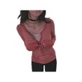 thumbnail image 2 of Women Striped Button‑Up Henley Long‑Sleeve Tops, Loose‑Fit Casual Tunic Blouse Shirts, 2 of 10