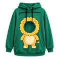 thumbnail image 6 of Unisex Pet Pouch Hoodie Long Sleeve Drawstring Oversized Sweatshirt with Pet Holding Pocket Cartoon Animal Print Pattern Hooded Pullover Warm Holiday Apparel for Pet Parents Green XXXL, 6 of 7