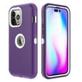 thumbnail image 3 of Xhy iPhone 14 Pro Max Case with Screen Protector Military Grade Heavy Duty Protection 3 in 1 Shockproof Armor Rugged Durable Detachable for iPhone 14 Pro Max 6.7 inch 2022 Phone - Purple+White, 3 of 6