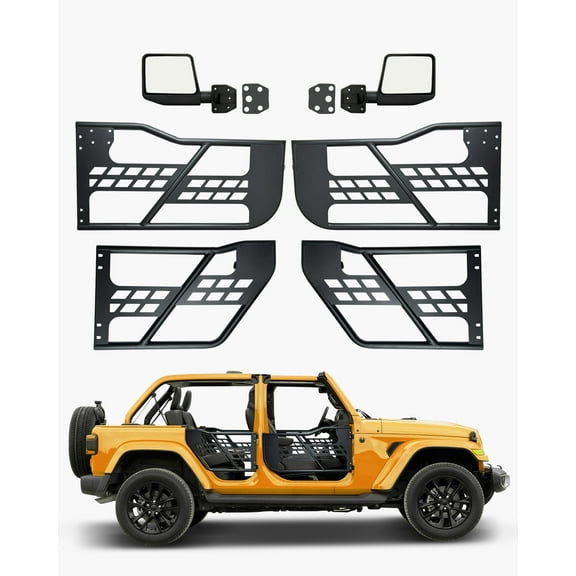VEVOR Jeep Tube Doors, 4-Door, Hunting Style Jeep Tubular Door with DOT Certified Rear View Mirrors, Jeep Doors with Rubber Pads & Toughened Steel Tube, Fit for 2007-2018 Jeep Wrangler JK