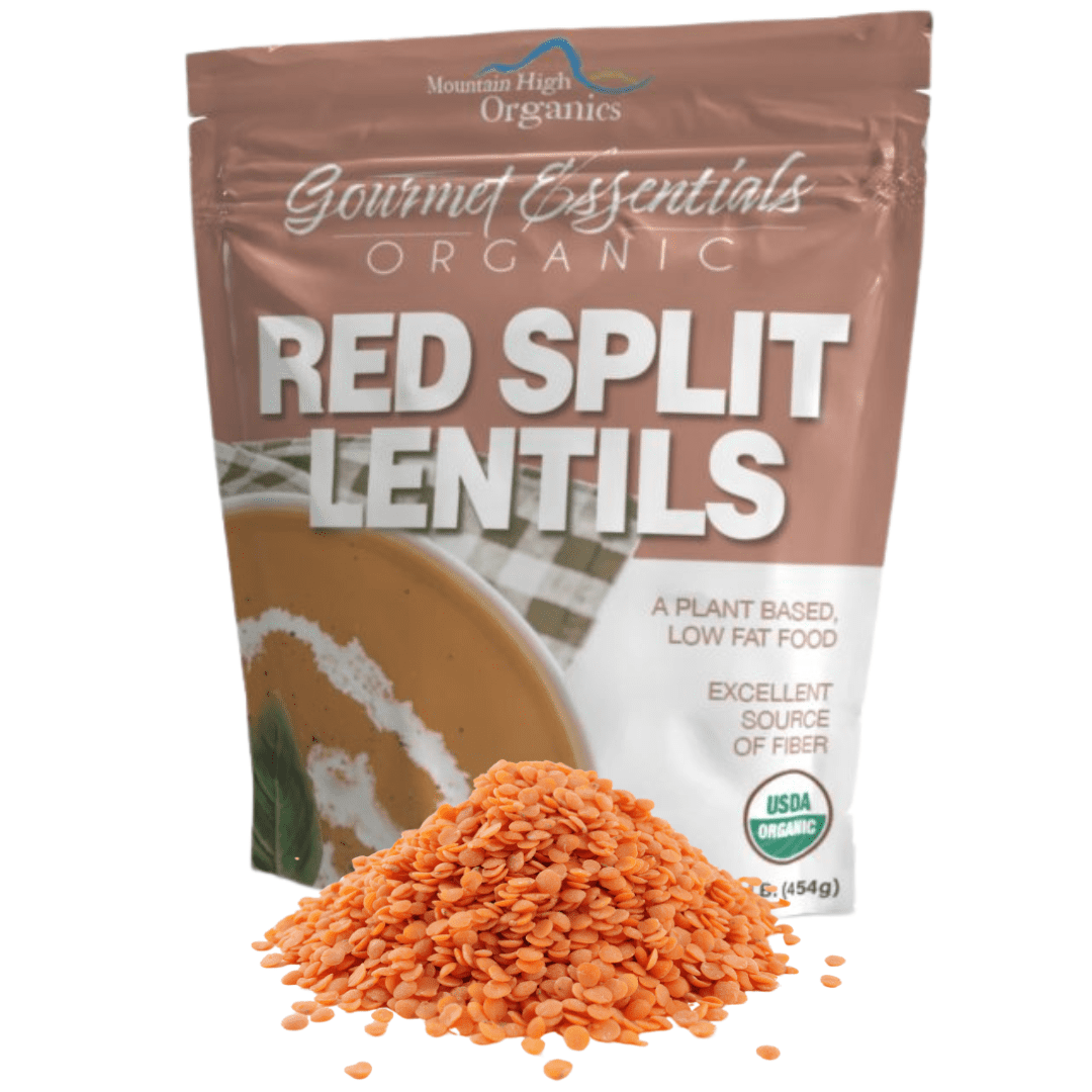 Organic Red Split Lentils, 1 lb. (6 pack) - Mountain High Organics