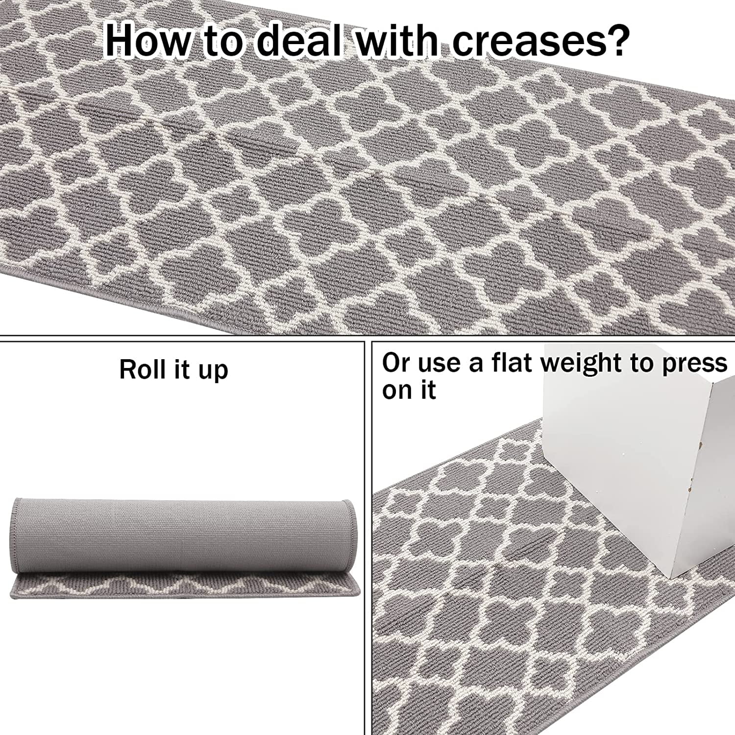 Yamaziot 20"x59" Runner Rug for Hallway Non Slip Carpet Washable Heavy Duty Kitchen Rugs, Door Mat Dirt Trapper Mat, Gray