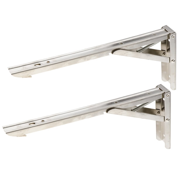 Soporte de estante de pared Soportes De Estante Plegables Resistentes De 2 Piezas - Soporte De Estante Plegable De Estante Triangular de material acero Inoxidable Resistente (plata) - Fanmusic Soporte de estante de pared