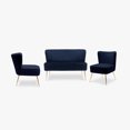 thumbnail image 3 of WestinTrends Mid Century Modern Tufted Velvet Loveseat Sofa and 22" Accent Chair 3-Piece Set, Navy Blue, 3 of 12