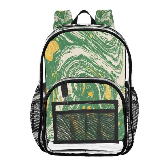 ALAZA Clear Backpack Marble Green PVC Transparent BookBag