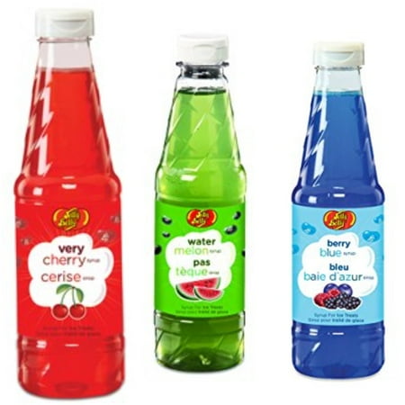 Cherry Sno Cone Syrup - Jelly Belly Flavored Syrup- 3 pk (Cherry, Berry Blue, Watermelon)