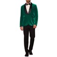 thumbnail image 2 of INSPIRE CHIC Velvet Tuxedo Blazers for Men's Shawl Lapel Formal Wedding Sports Coats L Green, 2 of 5