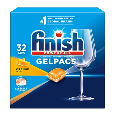 Finish Gelpacs Dishwasher Detergent, Orange Scent, 32 Count