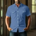 thumbnail image 6 of ZCFZJW Men's Western Cowboy Short Sleeve Pearl Snap Casual Plaid Work Shirts Loose Regular Fit Summer Outdoor T-Shirts with Double Chest Pockets Blue XXXXXL, 6 of 6