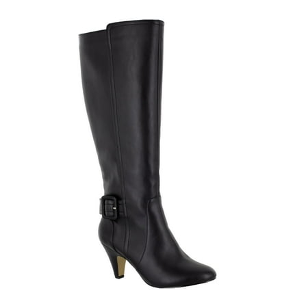 

BELLA VITA Womens Black Buckle Accent Padded Troy Ii Almond Toe Zip-Up Heeled Boots 12 W