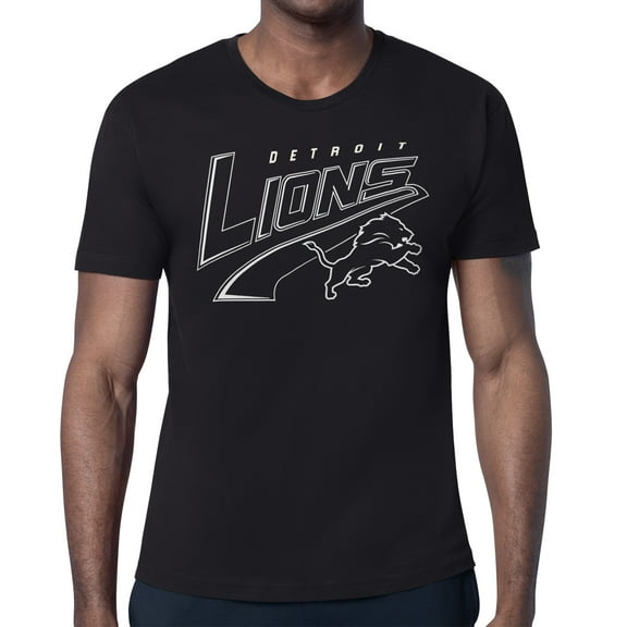Men's Starter Black Detroit Lions Modern Tailsweep Graphic T-Shirt