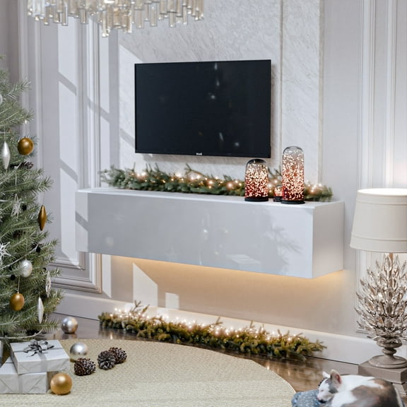Hommpa TV Cabinet with 3 Doors Cabinet Floating Wall Mounted TV Stand
