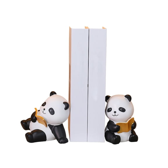 2Pcs Cute Panda Decorative Bookends, Resin Pandas Statues Bookshelf Decorations for Living Room Entrance, Bookshelf, Bedroom, Office Table Decor (Panda And Books)