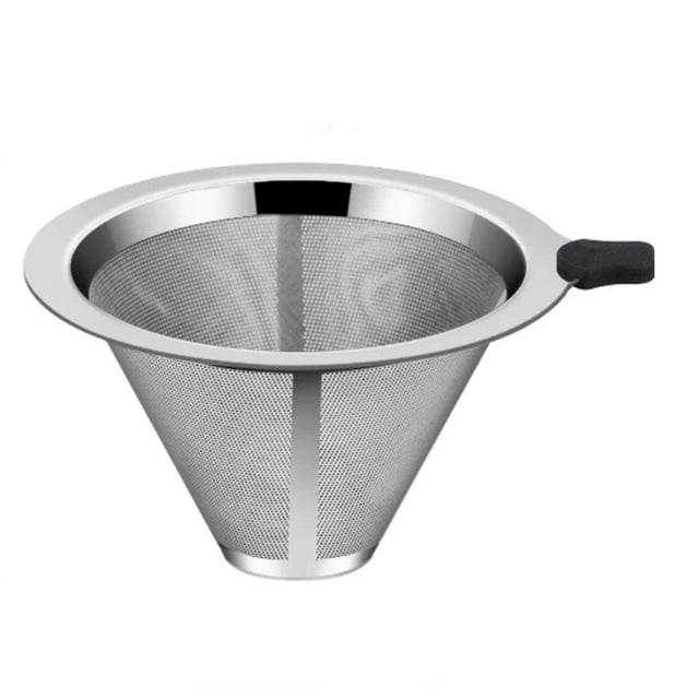 2 pack Filtre à Café Goutte à Goutte Sans Papier, Filtre à Café Goutte à Goutte Lent, 800 Mailles en Acier Inoxydable pour Cafetière à une Tasse, Filtre Conique Réutilisable, Filtre à Mailles Fines