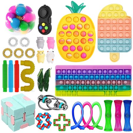 ICHUDAN Fidget Packs Anti-Anxiety Tools, Push Pop Fidget Block Set ...