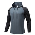thumbnail image 3 of Timoontee Men's Lightweight Athletic Hoodies Long Sleeve Pullover Tops Outdoor Casual Workout Sweatshirts Color Block Hooded Sweatshirts Dark Gray S, 3 of 5