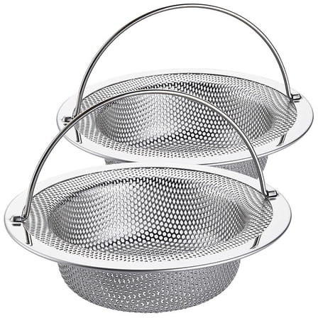 Kitchen Sink Strainer with Handle 2 Pcs, Stainless Steel Mesh Sink Drain Strainer