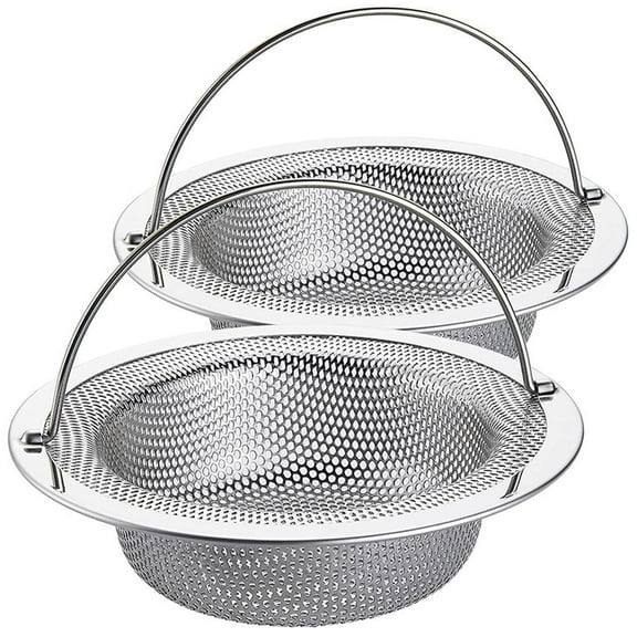 Kitchen Sink Strainer with Handle 2 Pcs, Stainless Steel Mesh Sink Drain Strainer