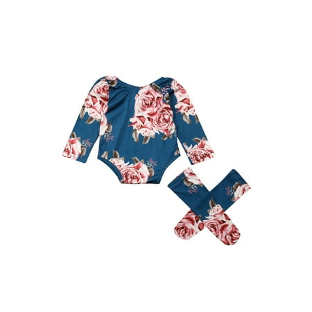 

Xingqing Baby Newborn Girl Flower Romper Bodysuit Jumpsuit Leg Warmer Outfits Clothes