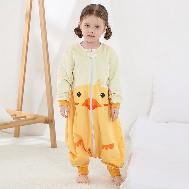 Saco de dormir de invierno para bebé, saco de dormir con piernas cálidas para niña y niño, pijama con patas de franela de manga larga para niño, saco de dormir grueso de dibujos animados de animales unisex de 3 a 5 años Sincero Electrónica