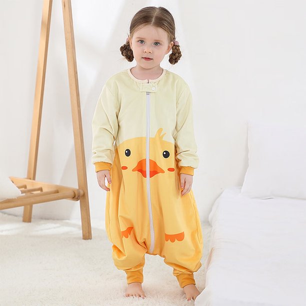 Saco de dormir de invierno para bebé, saco de dormir con piernas cálidas para niña y niño, pijama con patas de franela de manga larga para niño, saco de dormir grueso de dibujos animados de animales unisex de 3 a 5 años ER